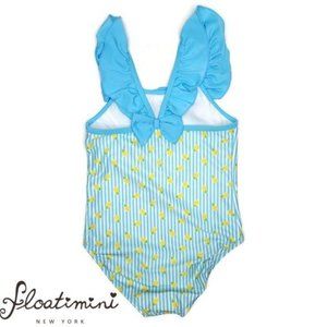 Floatimini NWOT pineapple striped blue white yellow swim suit size 6x. Ruffles.